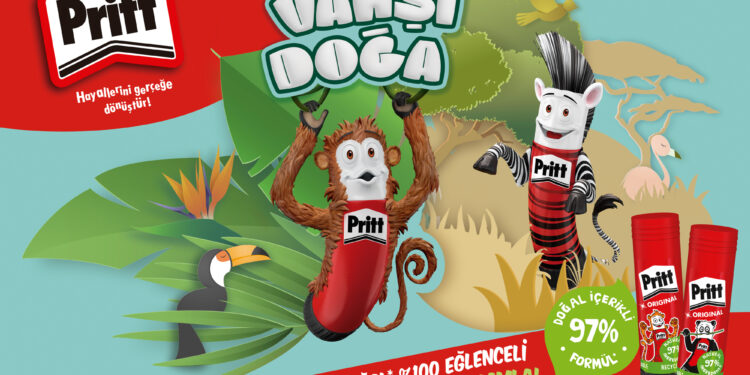 Çocuklar, Pritt’le vahşi doğayı keşfe çıkıyor.